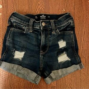 Hollister Blue Jean Shorts High-Waisted Distressed